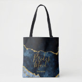 Navy Blue & Gold Foil Agate Marble Bridesmaid Tasche (Vorderseite)