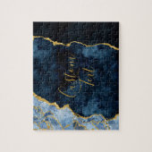 Navy Blue & Gold Foil Agate Marble Custom Text Puzzle (Vertikal)