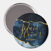 Navy Blue & Gold Foil Agate Marble Trauzeugin Magnet (Vorderseite/Rückseite)