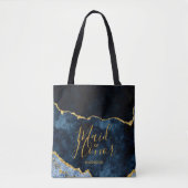 Navy Blue & Gold Foil Agate Marble Trauzeugin Tasche (Vorderseite)