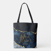 Navy Blue & Gold Foil Agate Marble Trauzeugin Tasche (Rückseite)