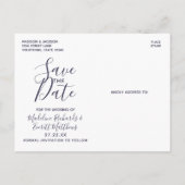 Navy Blue Gold Foil Agate Marmor Save the Date Ankündigungspostkarte (Rückseite)
