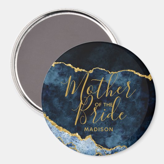 Navy Blue & Gold Foil Agate Mutter der Braut Magnet (Vorderseite/Rückseite)