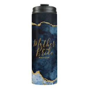 Navy Blue & Gold Foil Agate Mutter der Braut Thermosbecher