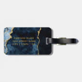 Navy Blue & Gold Foil Agate Mutter des Bräutigams Gepäckanhänger (Rückseite horizontal)