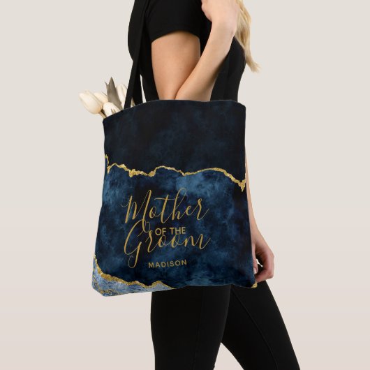 Navy Blue & Gold Foil Agate Mutter des Bräutigams Tasche (Von Nahem)