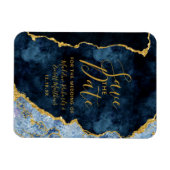 Navy Blue Gold Foil Agate Save the Date Hochzeit Magnet (Horizontal)