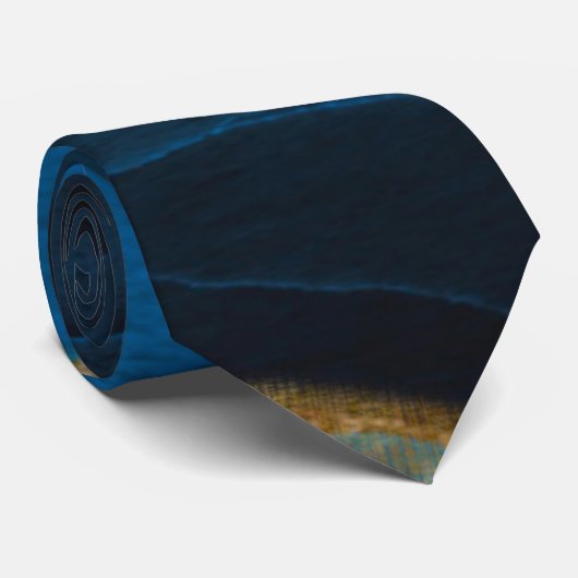 Navy Blue & Gold Foil Agate Wedding Groom Neck Tie Krawatte (Gerollt)