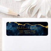 Navy Blue Gold Foil Agate Wedding Rücksendeadresse (Insitu)