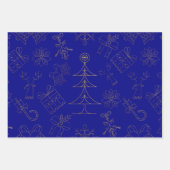 Navy Blue Gold Foil Art Deco Geschenkpapier Set (Vorderseite)