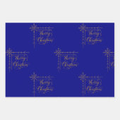 Navy Blue Gold Foil Art Deco Geschenkpapier Set (Vorderseite 3)