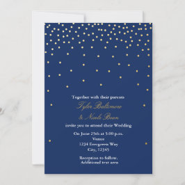 Navy Blue Gold Foil Dots Moderne Hochzeitseinladun Einladung