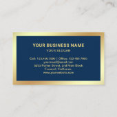 Navy Blue Gold Foil Inkwell Feather Quill Pen Visitenkarte (Rückseite)