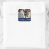 Navy Blue & Gold Foil | Kundenspezifisches Foto Vi Quadratischer Aufkleber (Tasche)