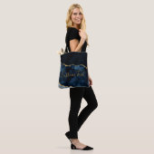 Navy Blue & Gold Foil Marmor Agate Custom Text Tasche (Am Model)