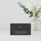 Navy Blue Gold Foil Real Anwesen Foto Realtor QR Visitenkarte (Stehend Vorderseite)