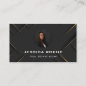 Navy Blue Gold Foil Real Anwesen Foto Realtor QR Visitenkarte (Vorderseite)