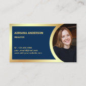 Navy Blue Gold Foil Real Anwesen Foto Realtor Visitenkarte (Vorderseite)