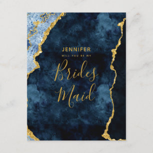 Navy Blue Gold Foil wirst du meine Bridesmaid sein Einladung