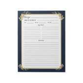 Navy Blue Gold Foliage Rezept Binder Notepad Notizblock (Rotiert)