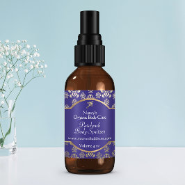 Navy Blue & Gold-Folie Damask-Kosmetikmarke 1 Quadratischer Aufkleber