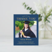 Navy Blue Gold Foto Abschluss Vielen Dank (Stehend Vorderseite)