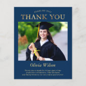 Navy Blue Gold Foto Abschluss Vielen Dank (Vorderseite)