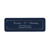 Navy Blue Gold Frame Elegant Simple Return Address (Vorne)