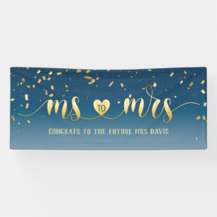 Navy Blue Gold Frau zu Brautparty Banner