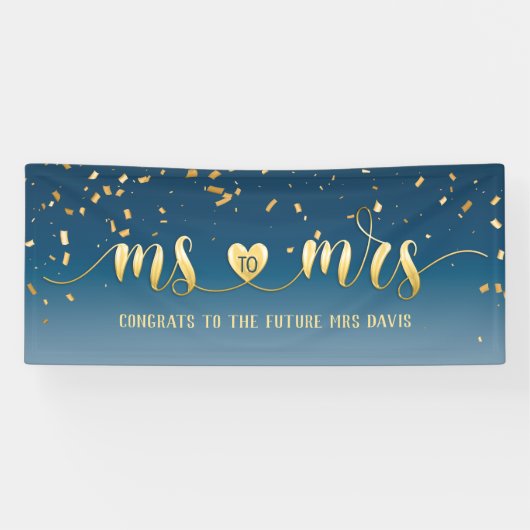 Navy Blue Gold Frau zu Brautparty Banner (Horizontal)