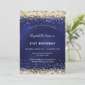 Navy-Blue-Gold-Geburtstag Einladung (Stehend Vorderseite)