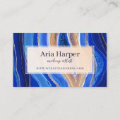 Navy Blue & Gold Geode Gold Glitzer Agate Terminkarte (Rückseite)