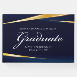 Navy Blue Gold Geometric Custom Abschluss Gästebuch