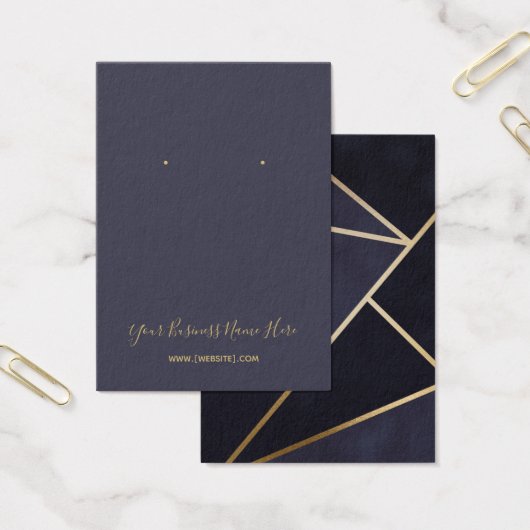 Navy Blue Gold Geometric Earring Display Card (Büro)