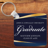 Navy Blue Gold Geometric Formal Abschluss Custom Schlüsselanhänger (Vorderseite)