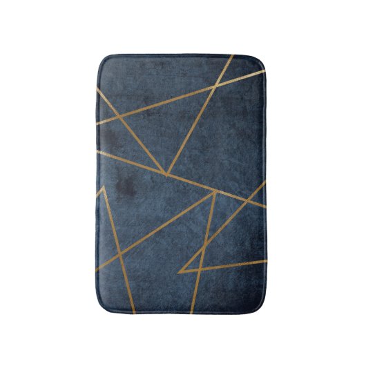Navy Blue Gold Geometric Stylish Chic Badematte (Vorderseite Vertikal)