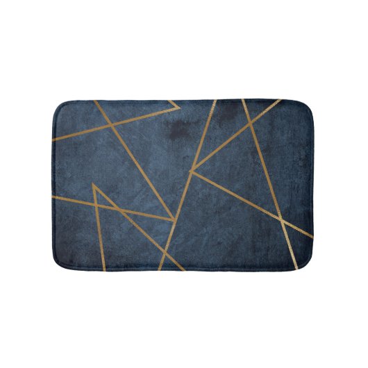 Navy Blue Gold Geometric Stylish Chic Badematte (Vorderseite)
