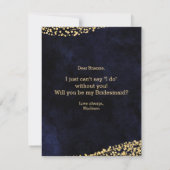 Navy Blue & Gold Glam werden Sie meine Bridesmaid Einladung (Rückseite)