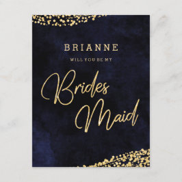 Navy Blue & Gold Glam werden Sie meine Bridesmaid  Einladung
