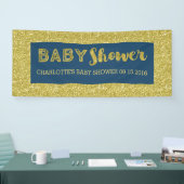 Navy Blue Gold Glitter Baby Shower Sign Custom Banner (Messe)