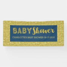 Navy Blue Gold Glitter Baby Shower Sign Custom Banner