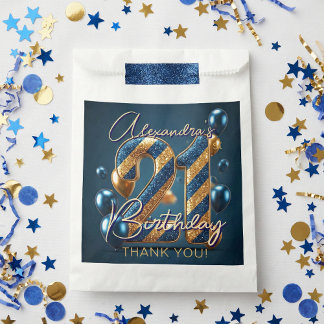 Navy Blue Gold Glitter Balloons 21st Birthday Geschenktütchen