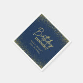 Navy Blue Gold Glitter Confetti Birthday Dinner Serviette (Ecke)
