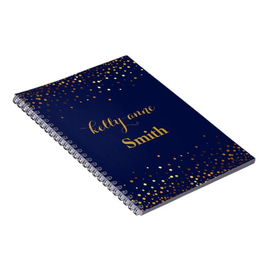 Navy Blue Gold Glitter Falsch Foil Glamorous kraft Notizblock (Rechte Seite)
