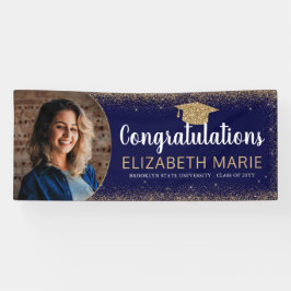 Navy Blue Gold Glitzer 2021 Class Foto Abschluss Banner
