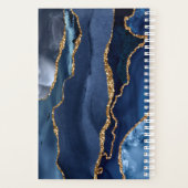 Navy Blue Gold Glitzer Agate Geode Girly Monogram Planer (Rückseite)