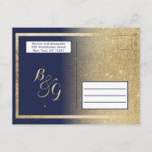 Navy Blue Gold Glitzer Calendar Save the Date Ankündigungspostkarte (Rückseite)
