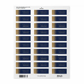 Navy Blue Gold Glitzer Edge Wedding Rücksendeadres (Vorne)