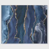 Navy Blue Gold Glitzer Foil Marble Geode Agate Geschenkpapier (Flach)