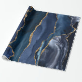 Navy Blue Gold Glitzer Foil Marble Geode Agate Geschenkpapier (Ungerollt)